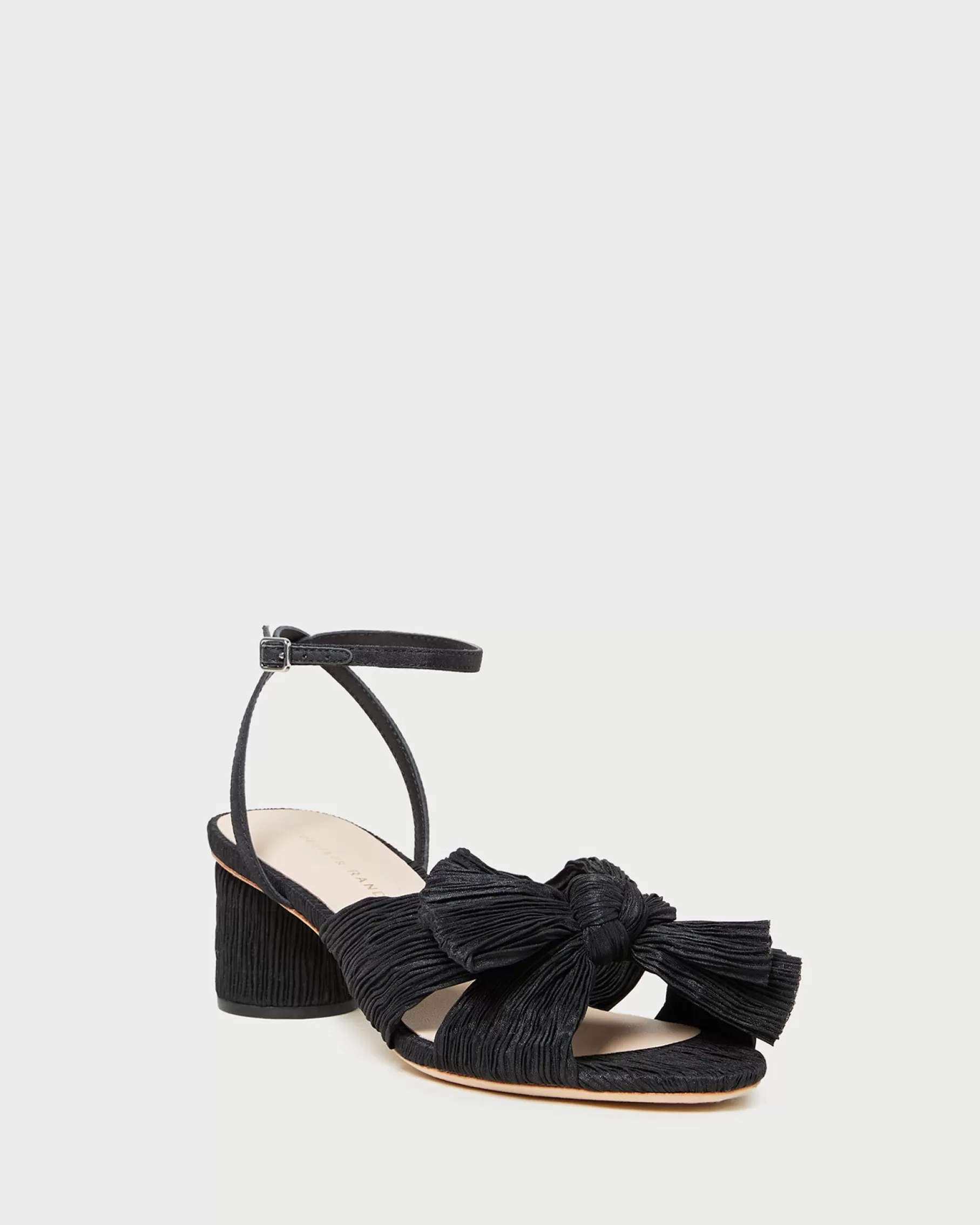 Flash Sale Dahlia Black Pleated Bow Heel Heeled Sandals