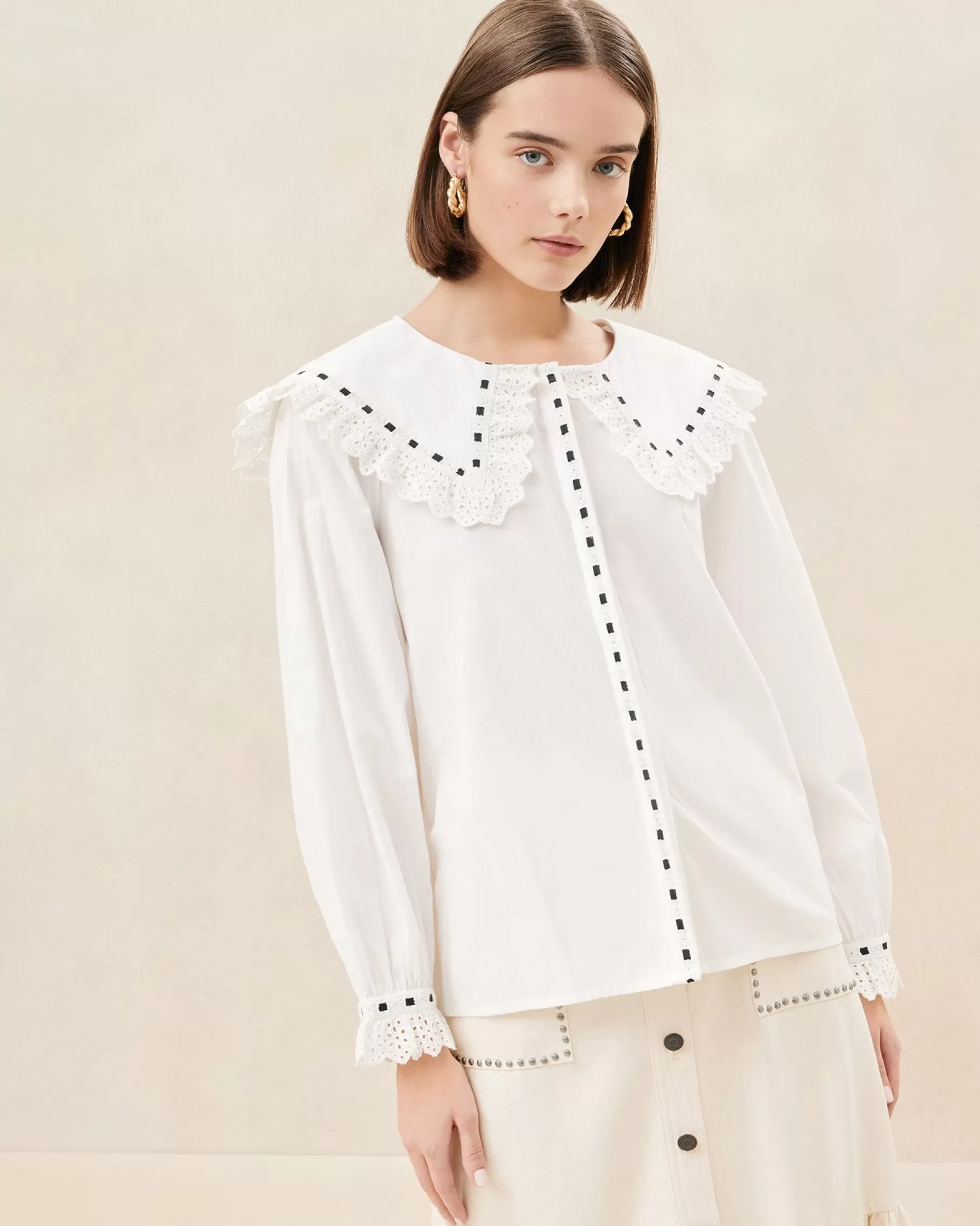 Cheap Daisy Broderie Collared Blouse Casual Staples | Vacation Shop