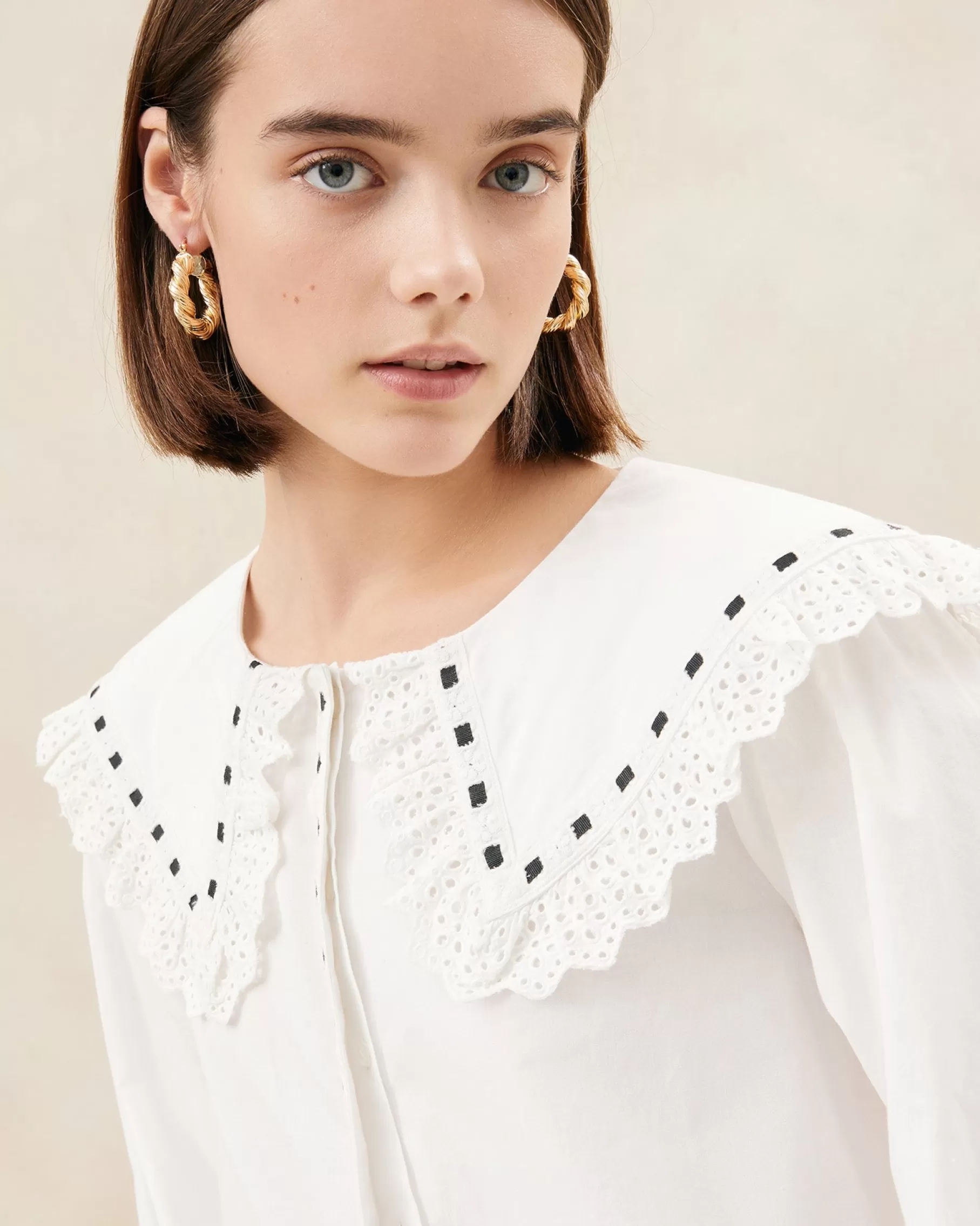 Cheap Daisy Broderie Collared Blouse Casual Staples | Vacation Shop