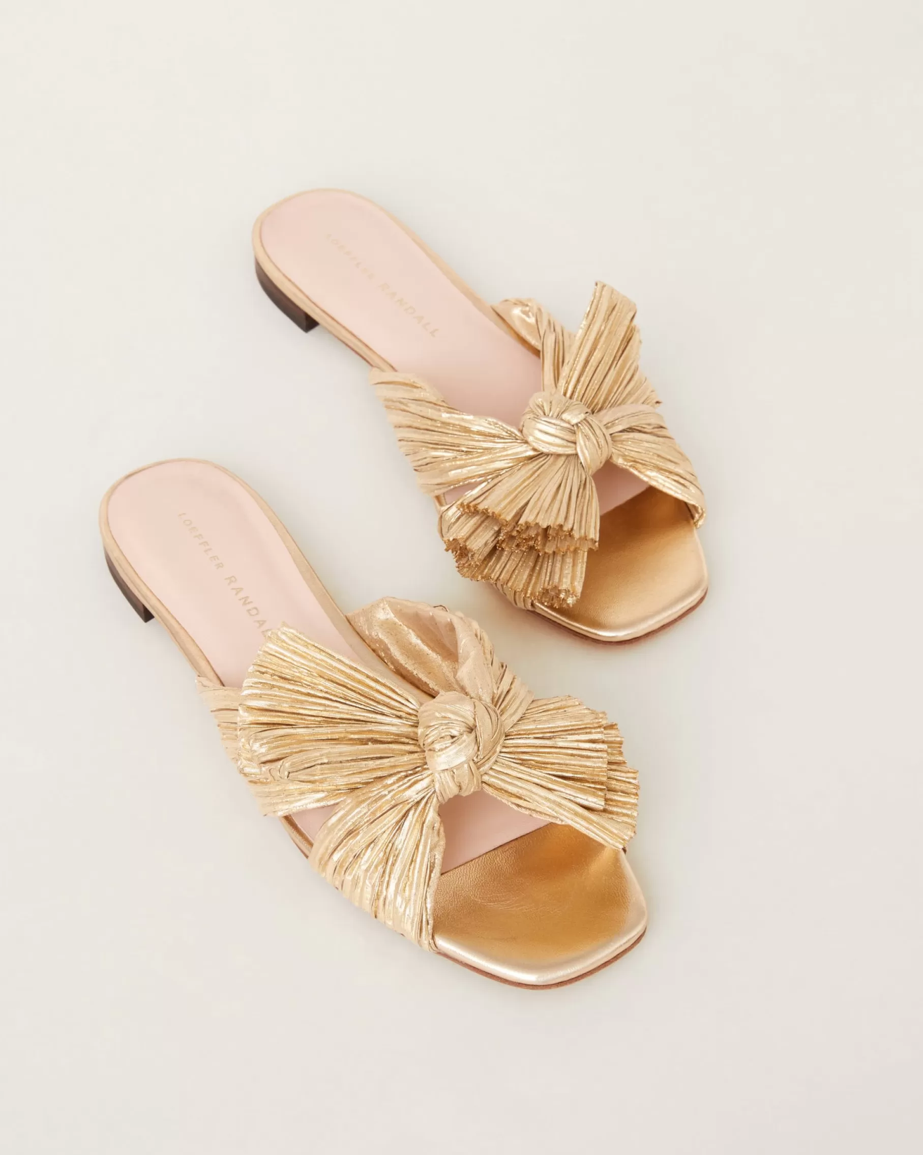 Discount Daphne Pleated Bow Slide Flat Sandals