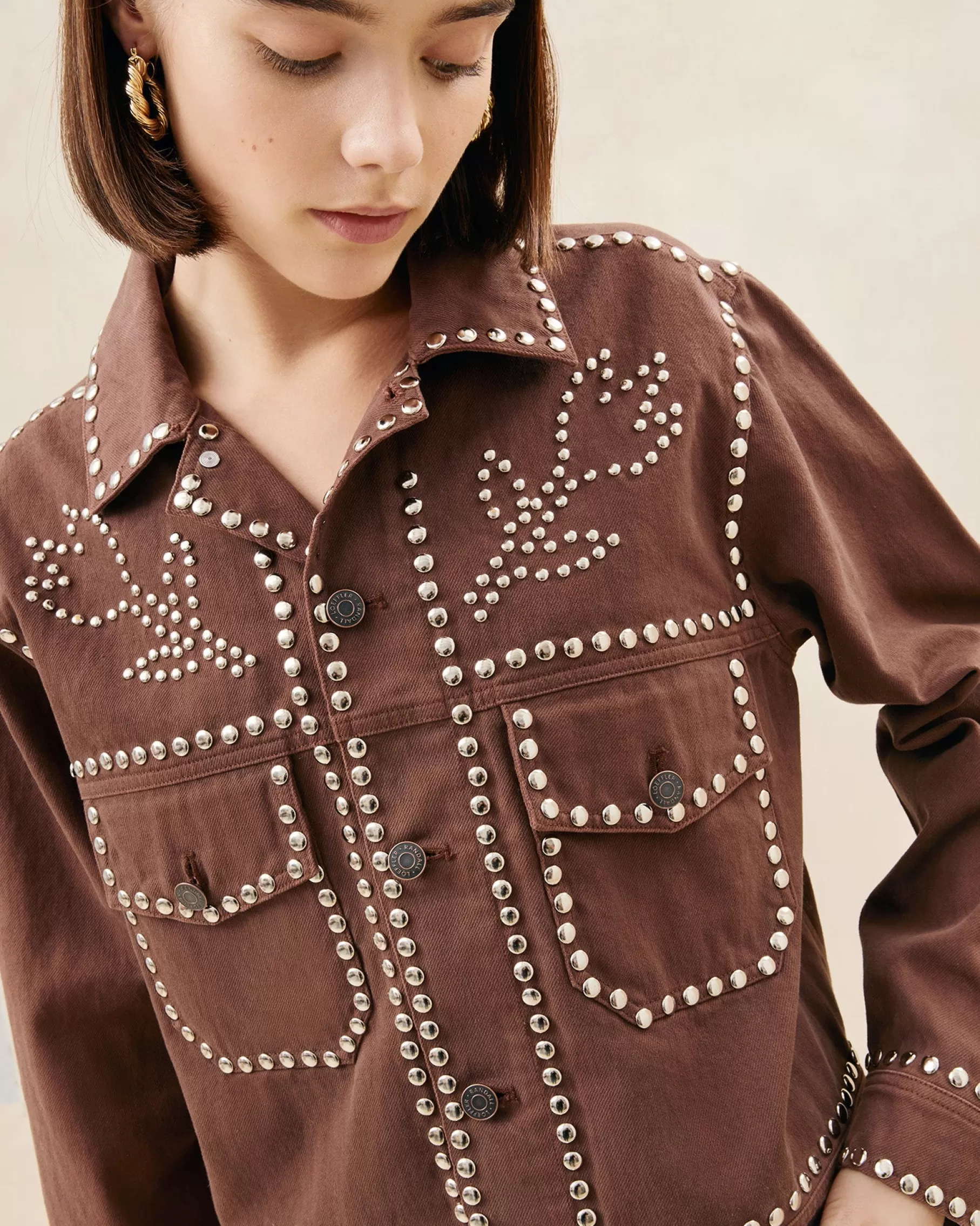 Fashion Elijah Espresso Studded Denim Jacket Casual Staples | Jessie Loves