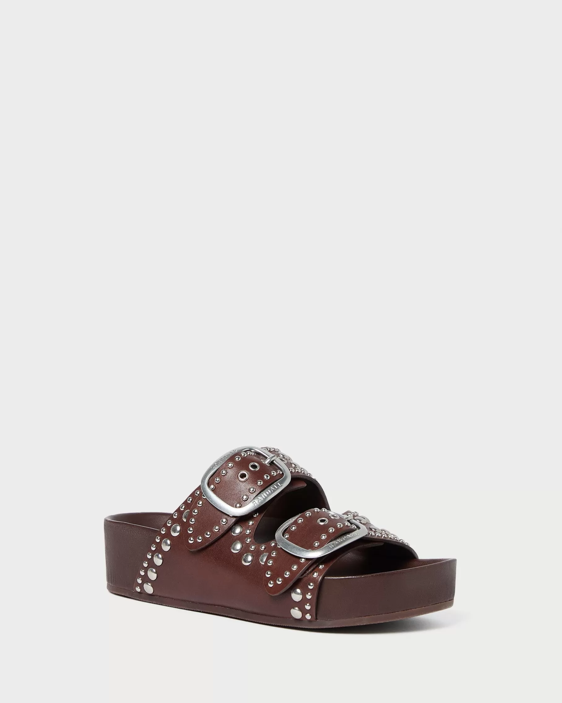 Shop Jack Espresso Leather Studded Sandal Flat Sandals