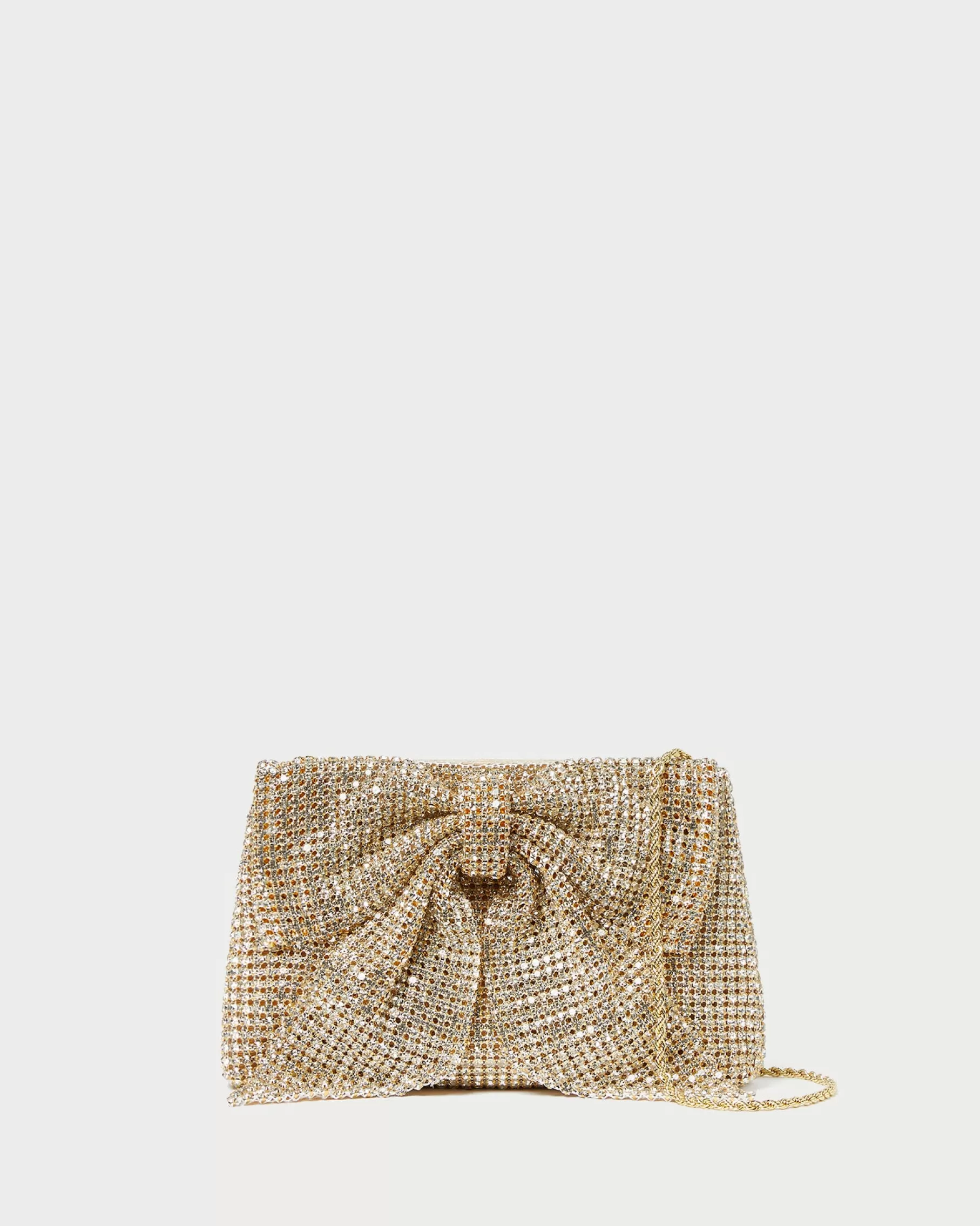 Shop Jolene Gold Diamanté Bow Clutch FOR THE BRIDE | Clutches