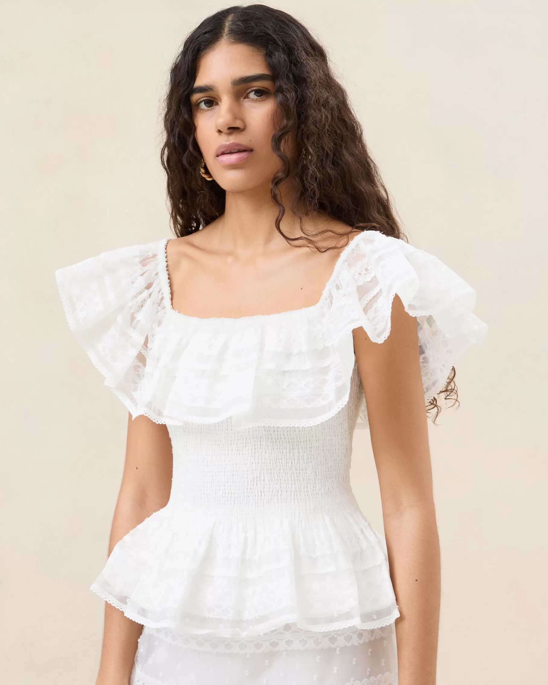 Flash Sale Layla Cream Ruffle Sleeveless Blouse FOR THE BRIDE | Event Essentials