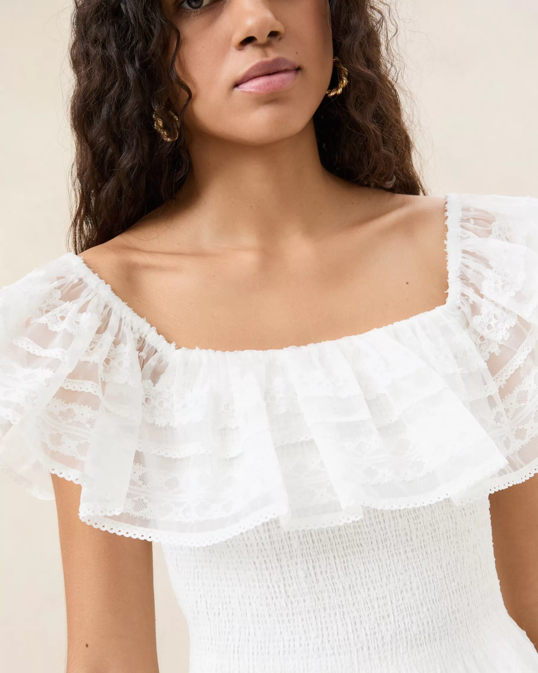 Flash Sale Layla Cream Ruffle Sleeveless Blouse FOR THE BRIDE | Event Essentials