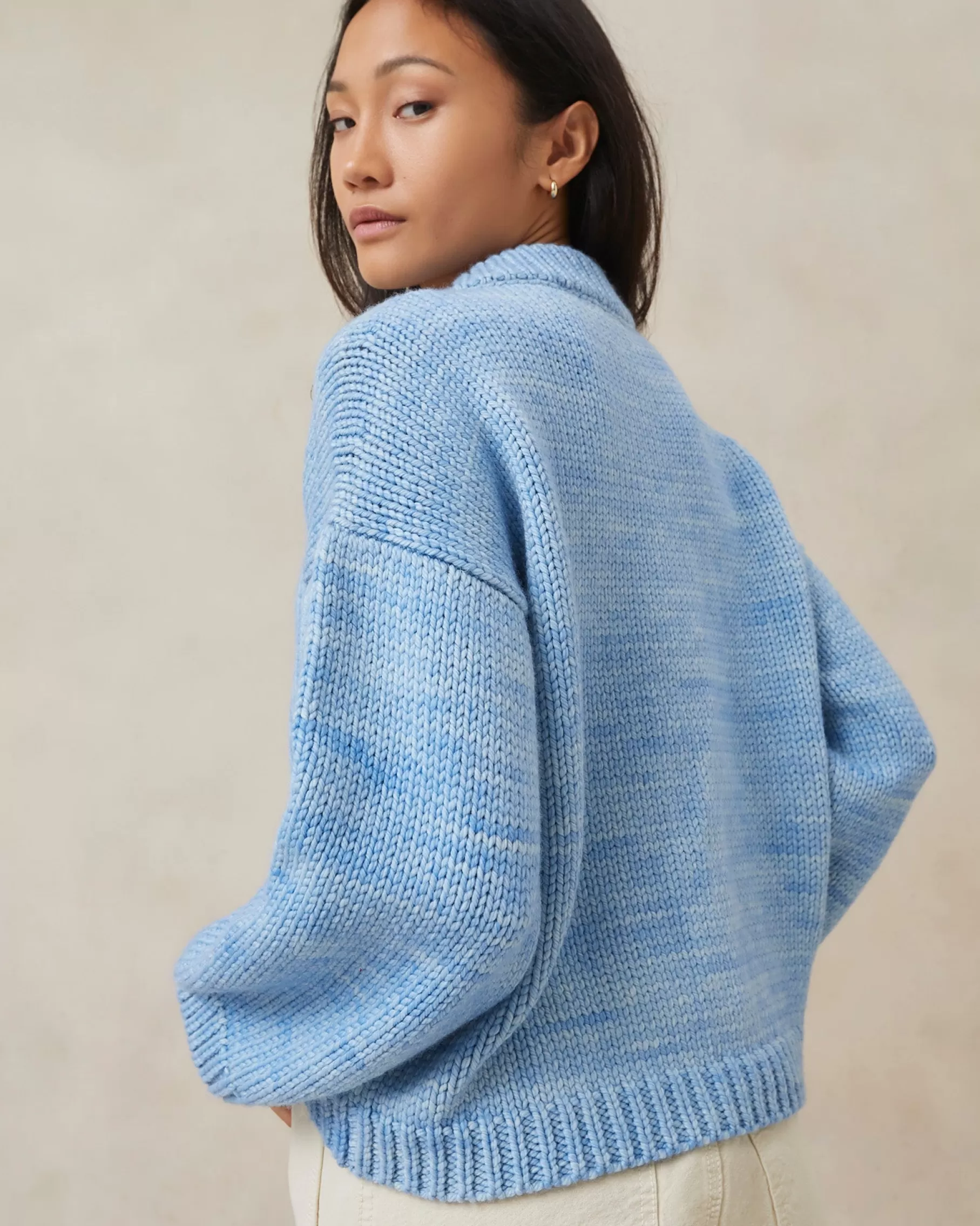 Store Maddie Blue Mock Neck Cardigan Knitwear