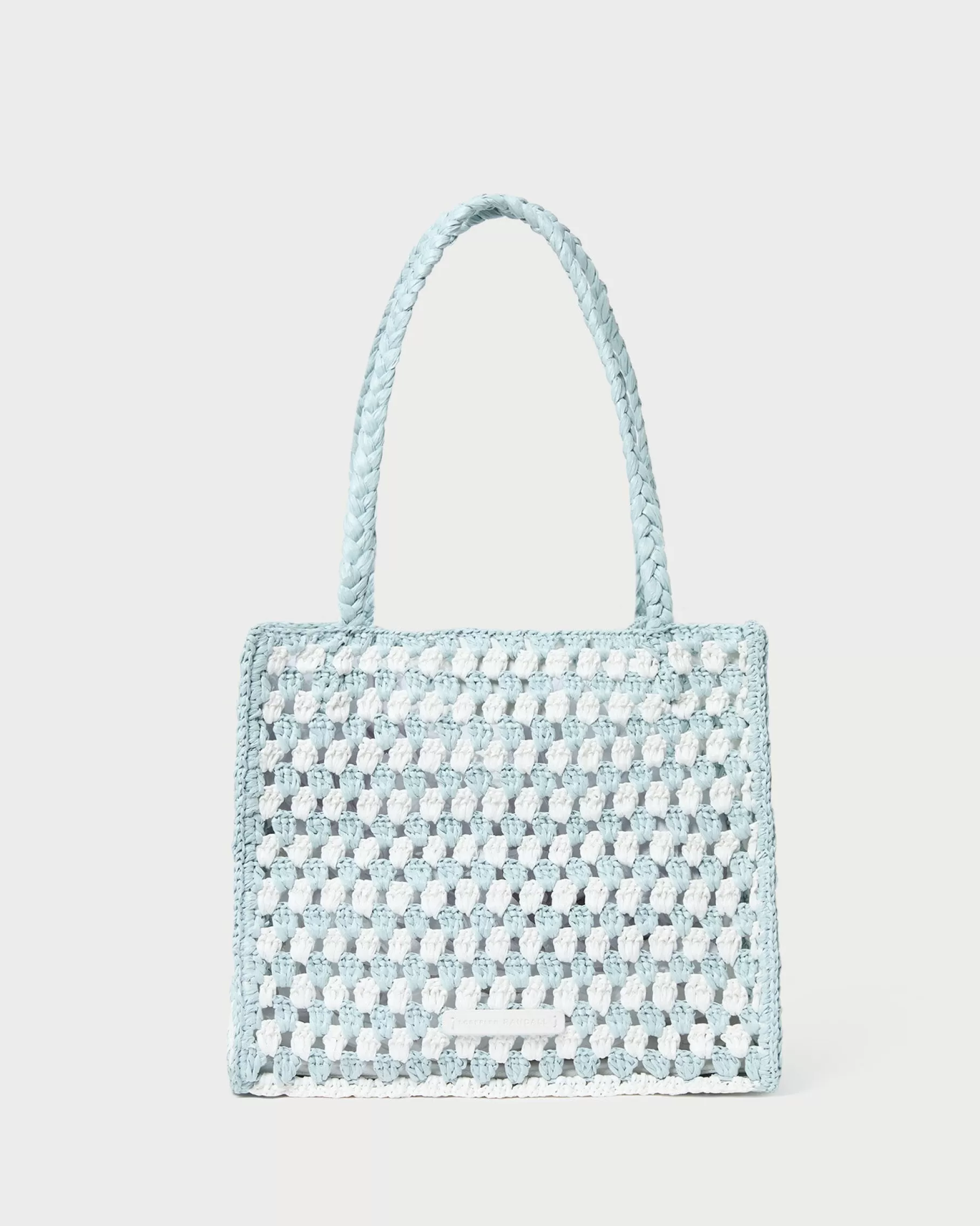 Store Missy Blue/Cream Crochet Tote Totes