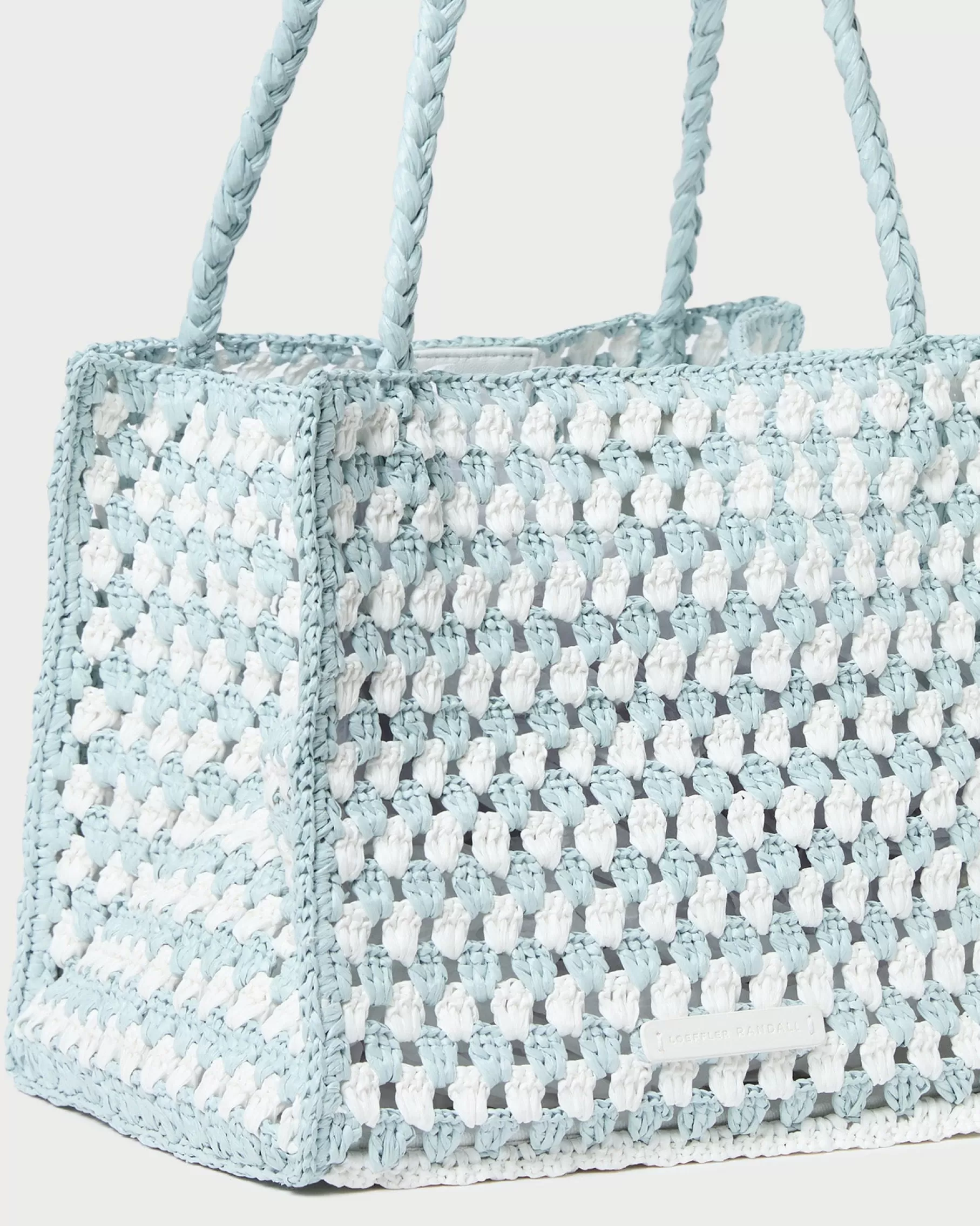 Store Missy Blue/Cream Crochet Tote Totes