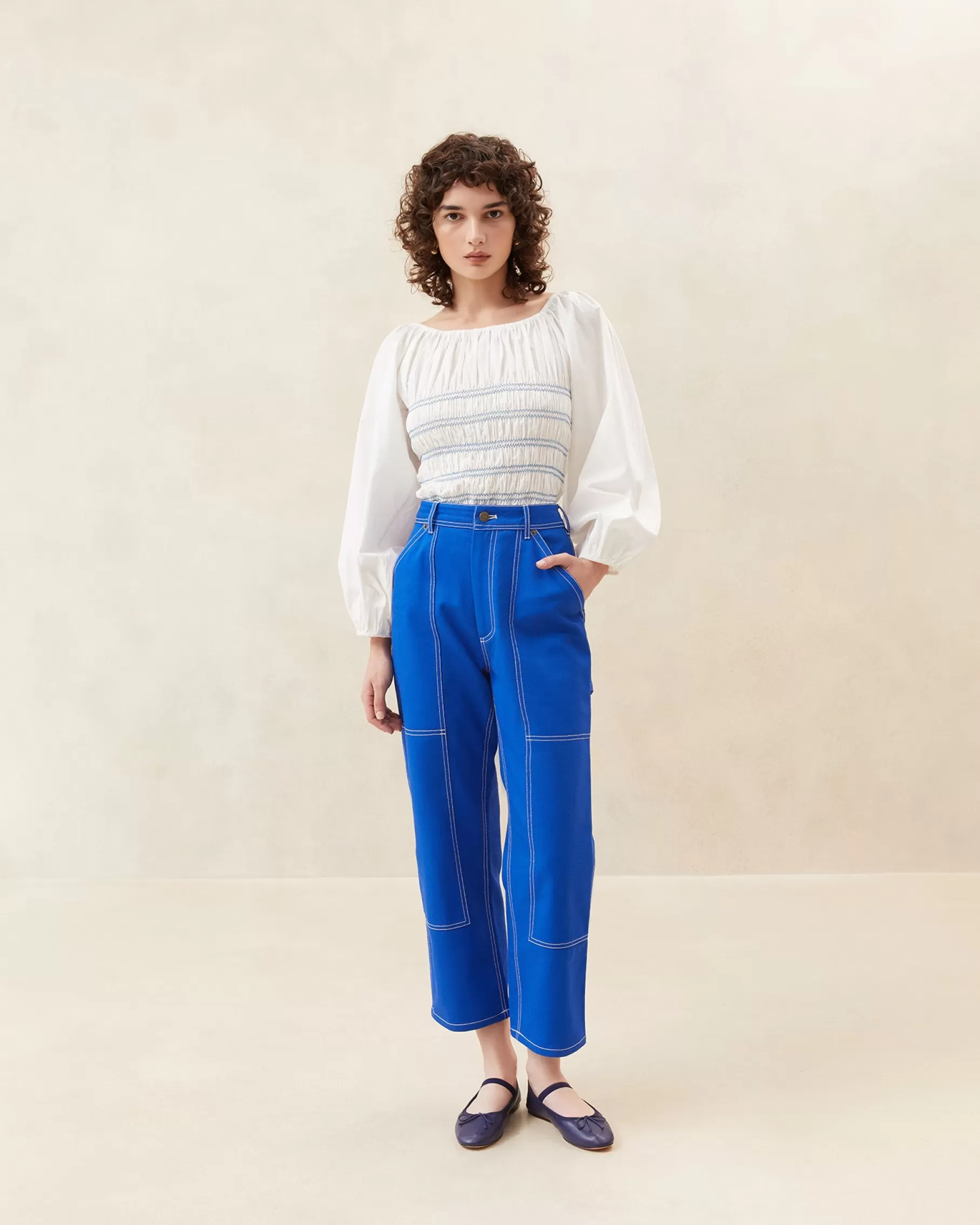 Best Sale Molly Blue Denim Carpenter Pant Bottoms