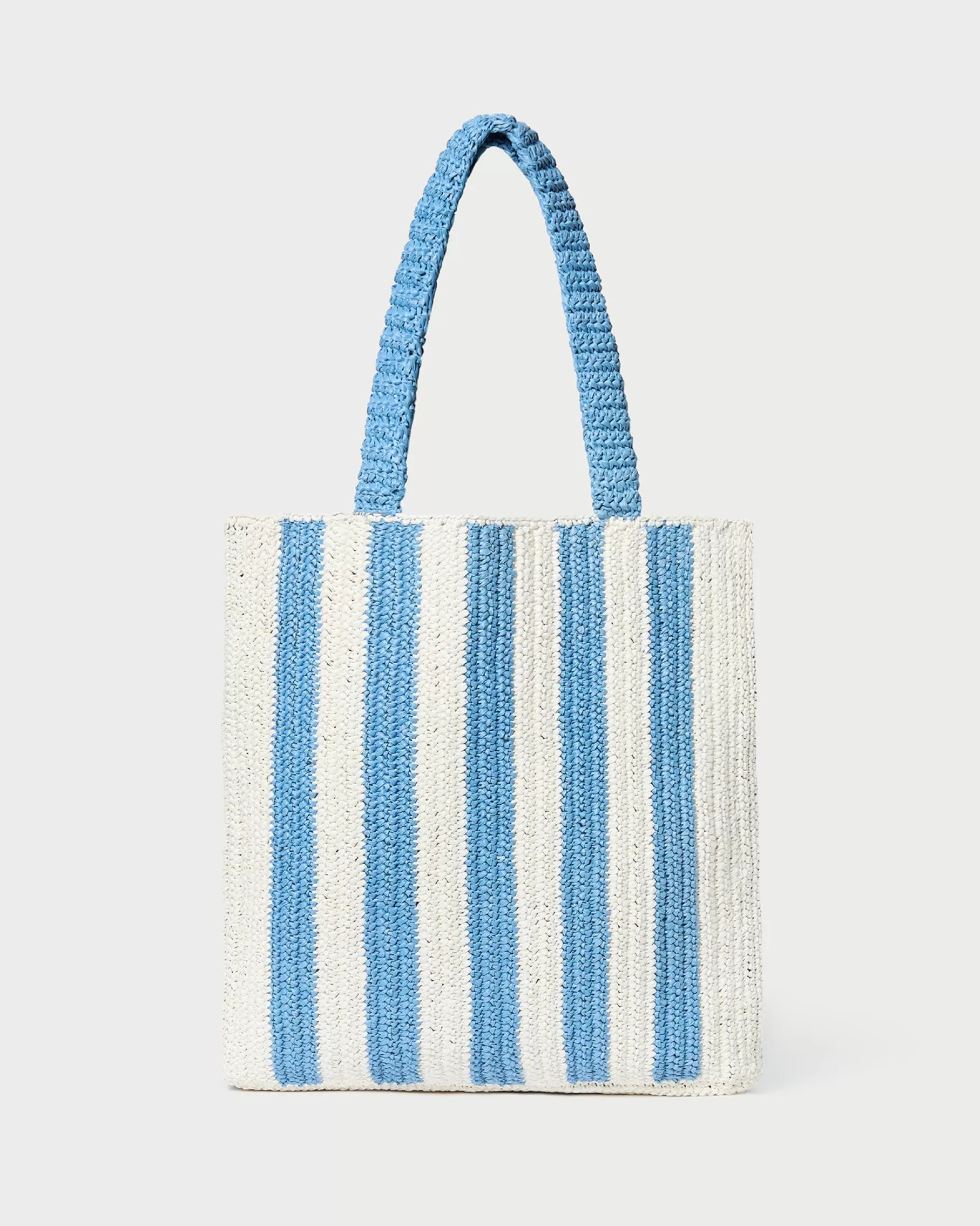 Outlet Orion Blue/White Raffia Tote Casual Staples | Totes