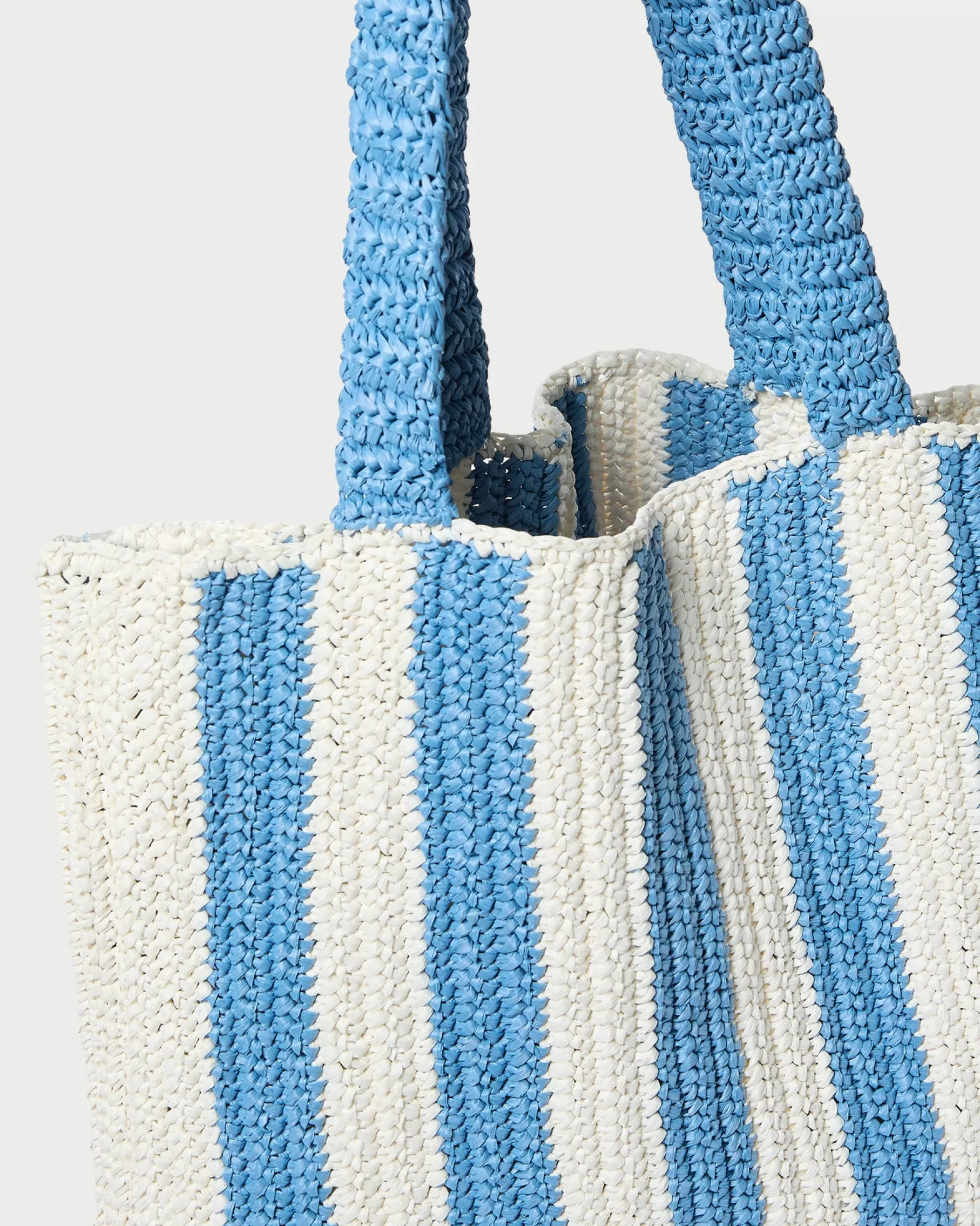 Outlet Orion Blue/White Raffia Tote Casual Staples | Totes