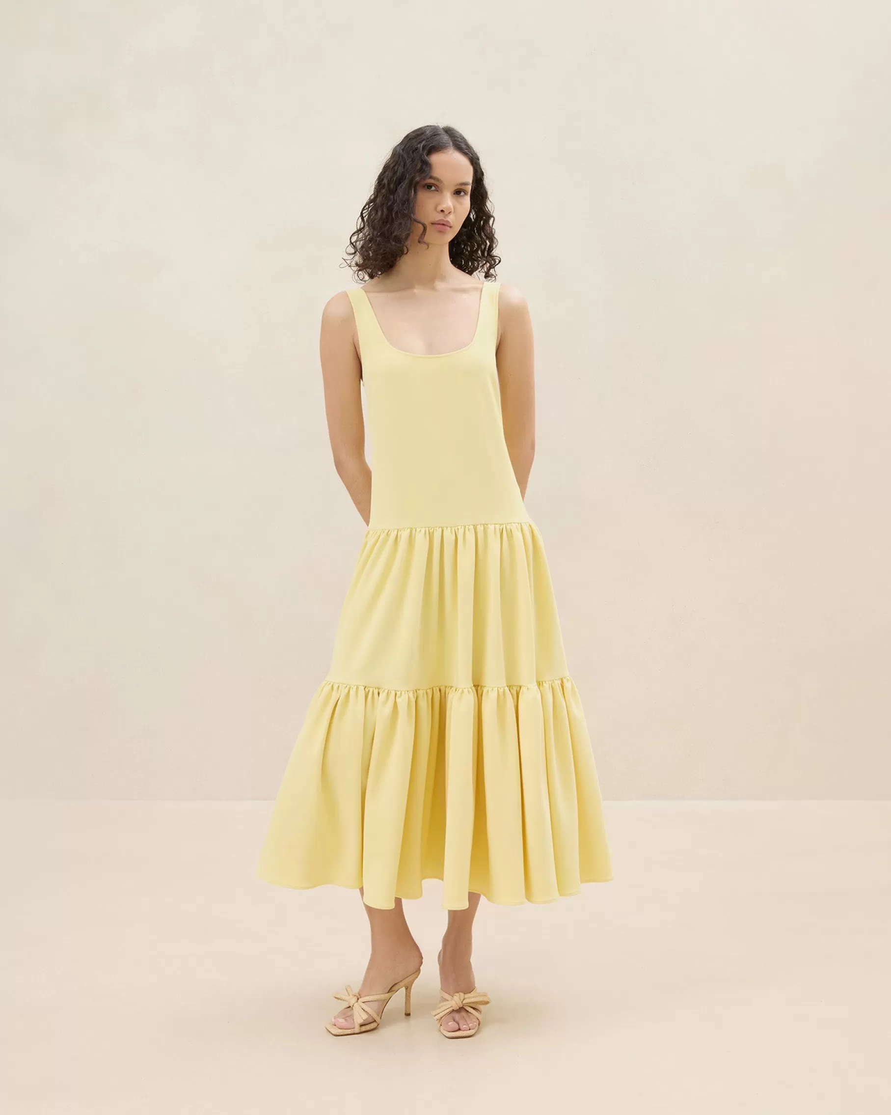 Outlet Soren Yellow Tiered Sleeveless Dress FOR THE GUESTS | FOR THE BRIDE