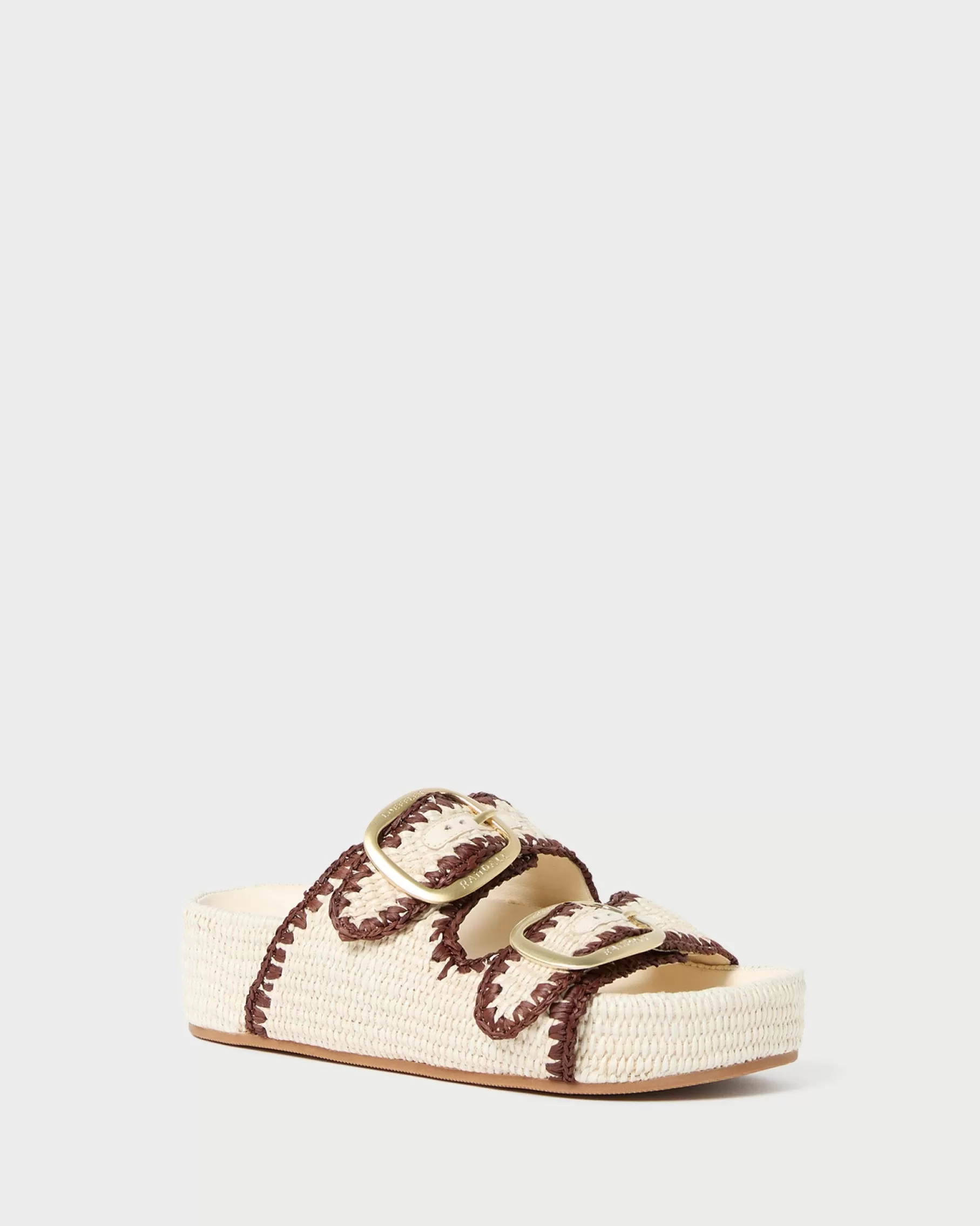 Shop Theo Cream Raffia Footbed Sandal Flat Sandals